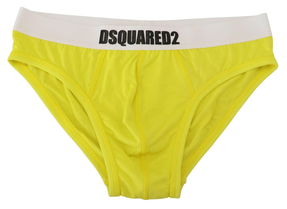 Dsquared² Yellow White Logo Modal Stretch Men Brief Underwear - Ellie Belle