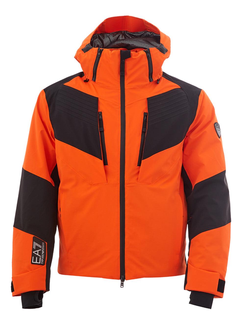 EA7 Emporio Armani Neon Orange Quilted Technical Jacket - Ellie Belle