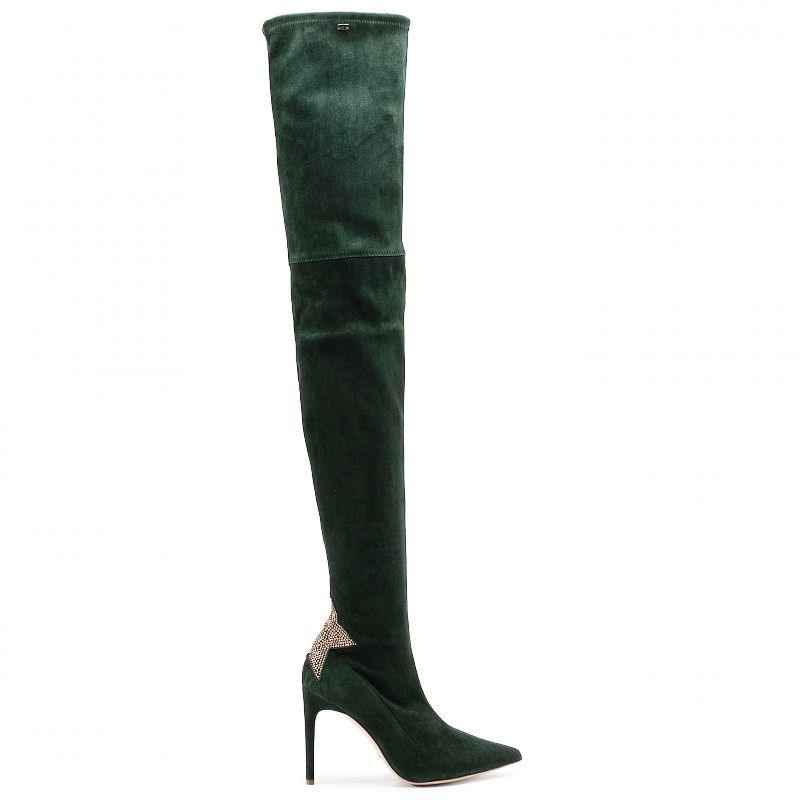 Elisabetta Franchi Green Leather Di Calfskin Boot - Ellie Belle