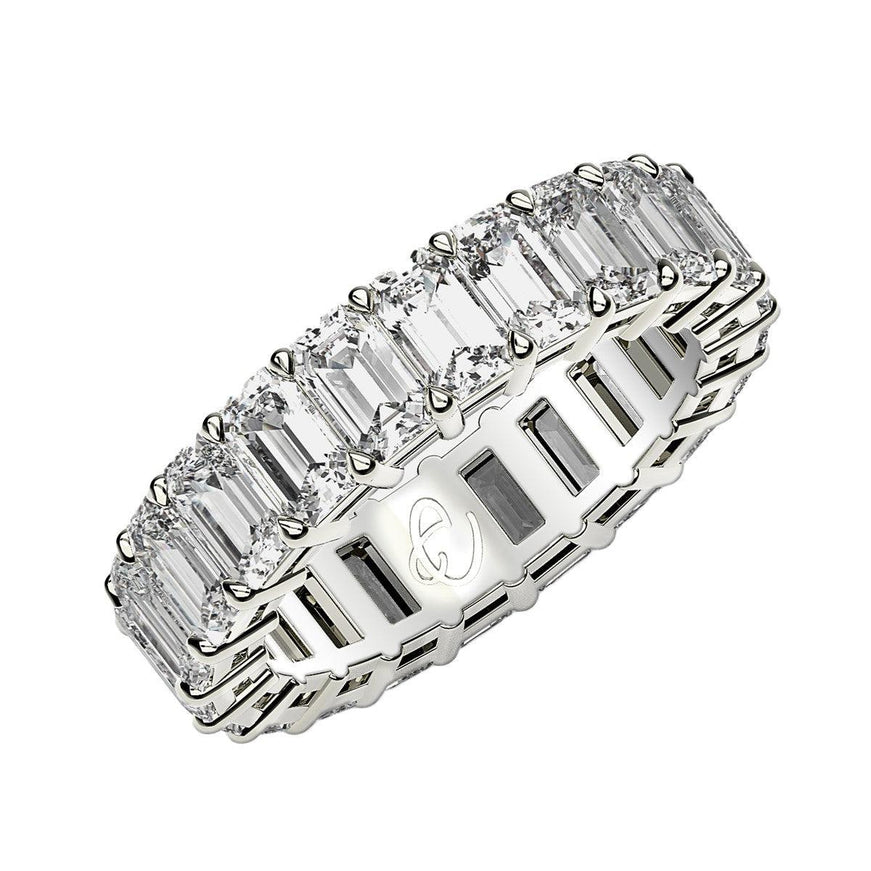 Emerald Cut Lab Grown Diamond Eternity Ring in 14k White Gold (2 cttw FG/VS2) - Ellie Belle