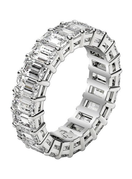 Emerald Cut Lab Grown Diamond Eternity Ring in 14k White Gold (2 cttw FG/VS2) - Ellie Belle