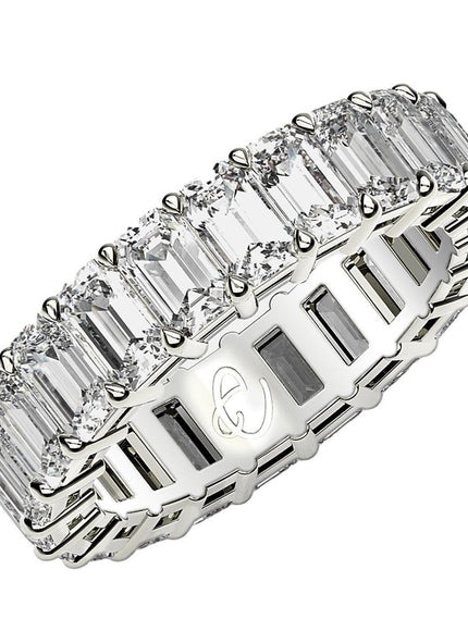 Emerald Cut Lab Grown Diamond Eternity Ring in 14k White Gold (4 cttw FG/VS2) - Ellie Belle