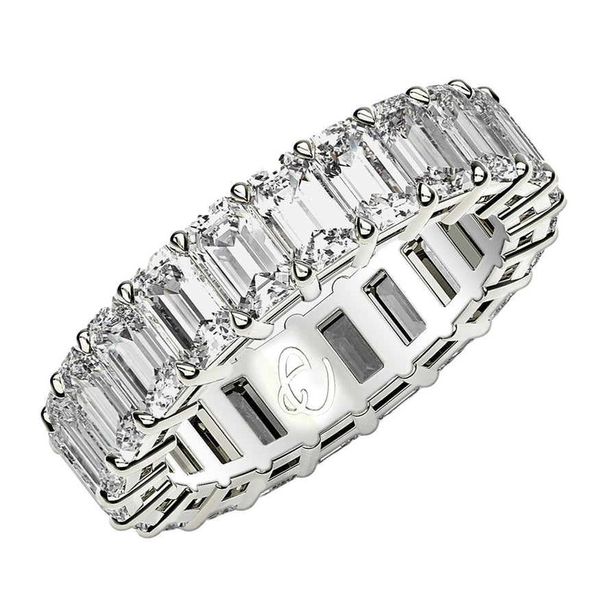 Emerald Cut Lab Grown Diamond Eternity Ring in 14k White Gold (4 cttw FG/VS2) - Ellie Belle