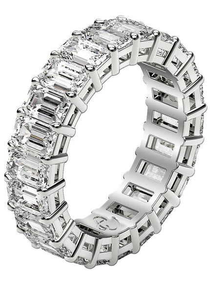 Emerald Cut Lab Grown Diamond Eternity Ring in 14k White Gold (4 cttw FG/VS2) - Ellie Belle