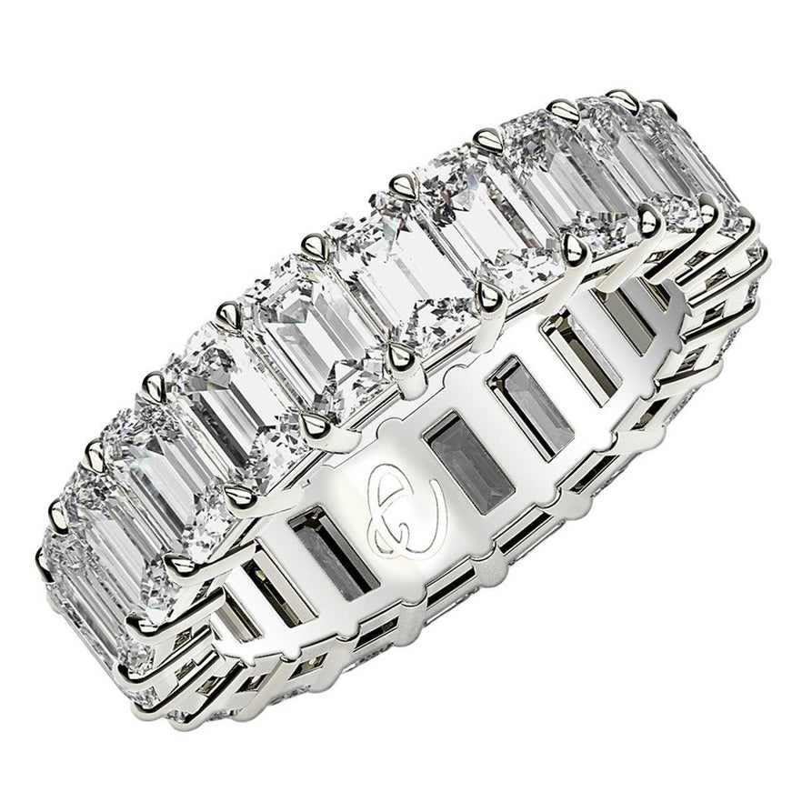 Emerald Cut Lab Grown Diamond Eternity Ring in 14k White Gold (5 cttw FG/VS2) - Ellie Belle