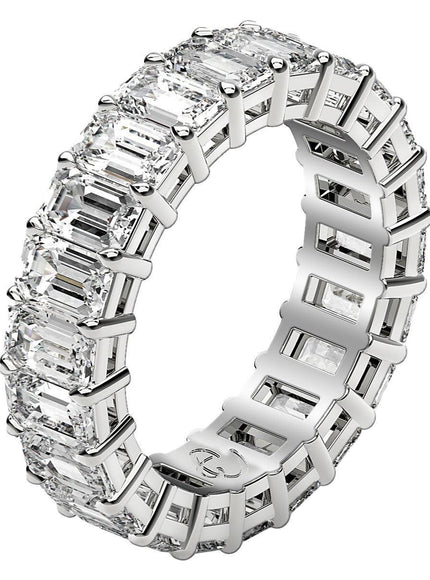 Emerald Cut Lab Grown Diamond Eternity Ring in 14k White Gold (6 cttw FG/VS2) - Ellie Belle