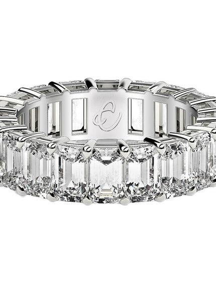 Emerald Cut Lab Grown Diamond Eternity Ring in 14k White Gold (7 cttw FG/VS2) - Ellie Belle