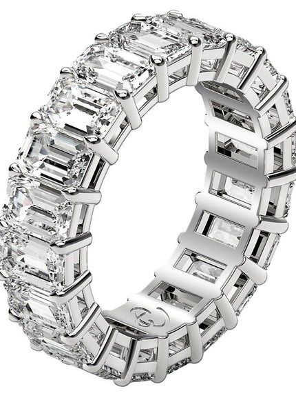 Emerald Cut Lab Grown Diamond Eternity Ring in 14k White Gold (7 cttw FG/VS2) - Ellie Belle