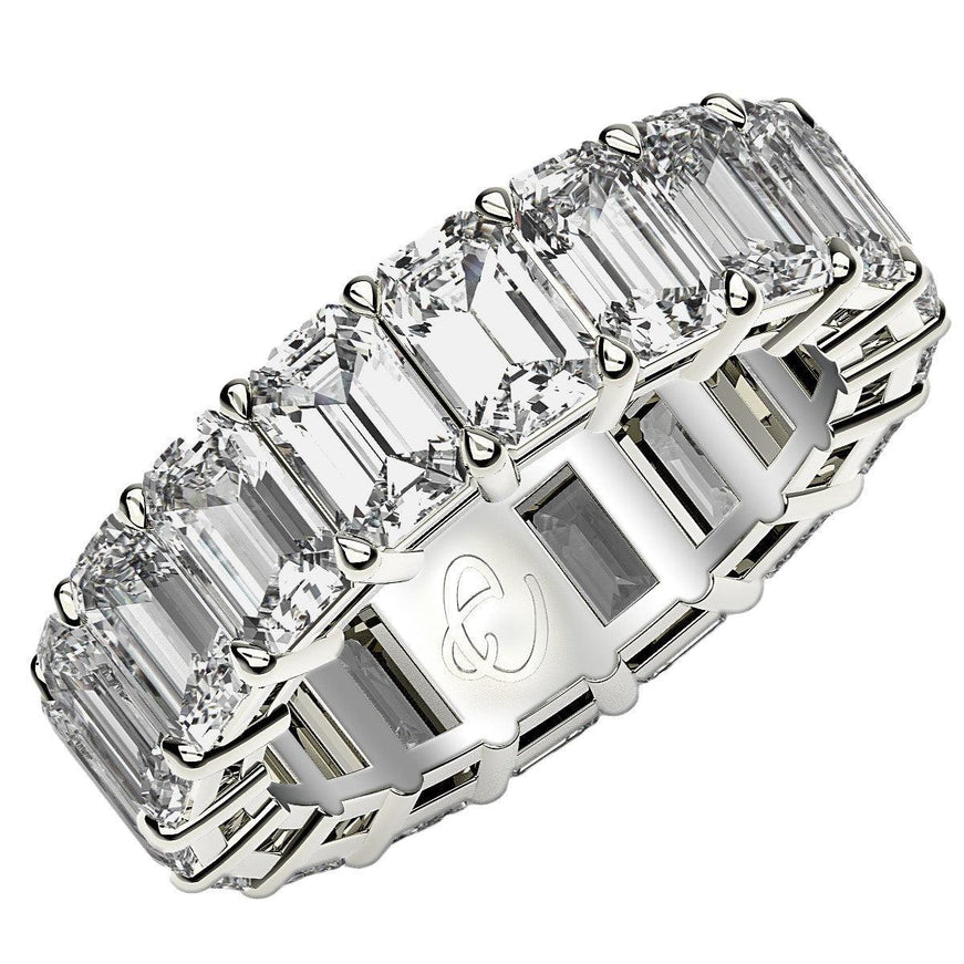 Emerald Cut Lab Grown Diamond Eternity Ring in 14k White Gold (8 cttw FG/VS2) - Ellie Belle