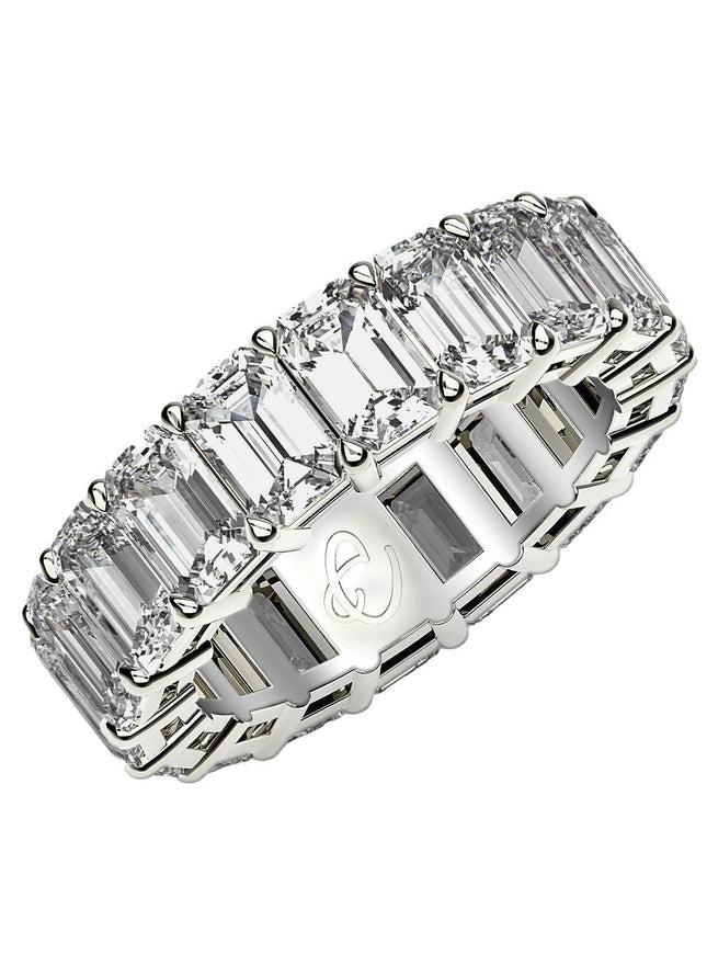 Emerald Cut Lab Grown Diamond Eternity Ring in 14k White Gold (8 cttw FG/VS2) - Ellie Belle
