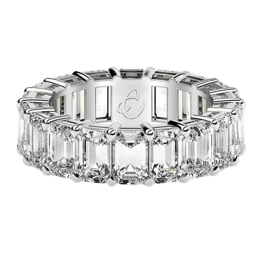 Emerald Cut Lab Grown Diamond Eternity Ring in 14k White Gold (8 cttw FG/VS2) - Ellie Belle