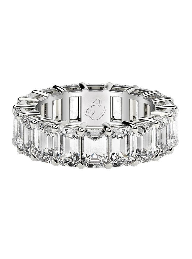 Emerald Cut Lab Grown Diamond Eternity Ring in 14k White Gold (8 cttw FG/VS2) - Ellie Belle
