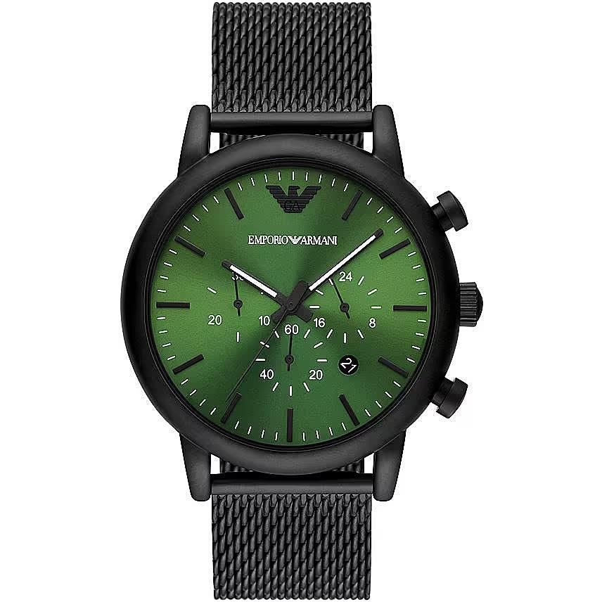 Emporio Armani Black and Green Steel Chronograph Watch - Ellie Belle