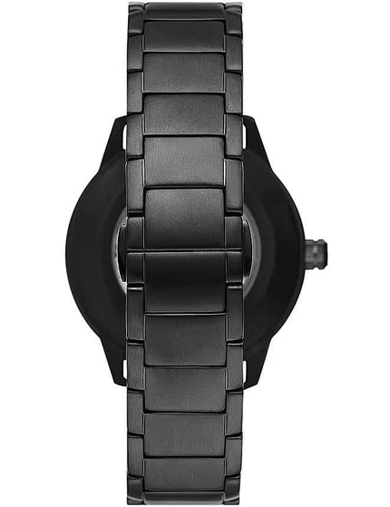 Emporio Armani Black Leather and Steel Chronograph Watch - Ellie Belle