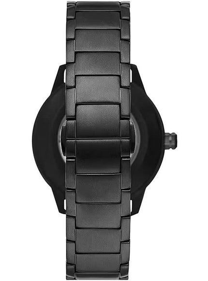 Emporio Armani Black Leather and Steel Chronograph Watch - Ellie Belle