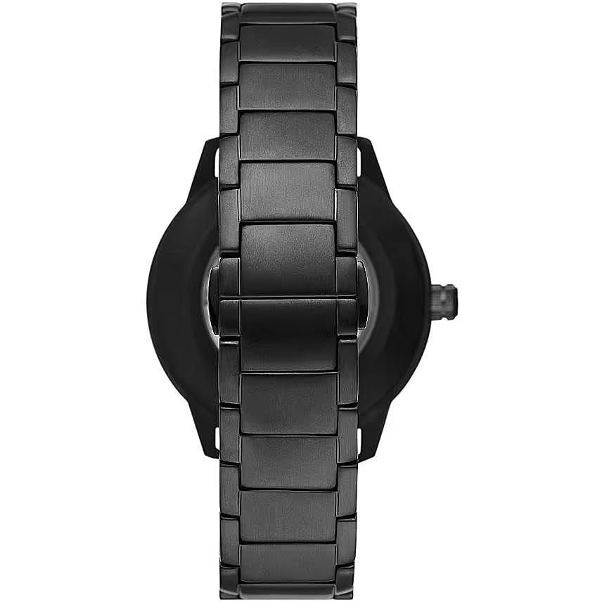 Emporio Armani Black Leather and Steel Chronograph Watch - Ellie Belle