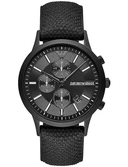 Emporio Armani Black Silicone and Steel Chronograph Watch - Ellie Belle