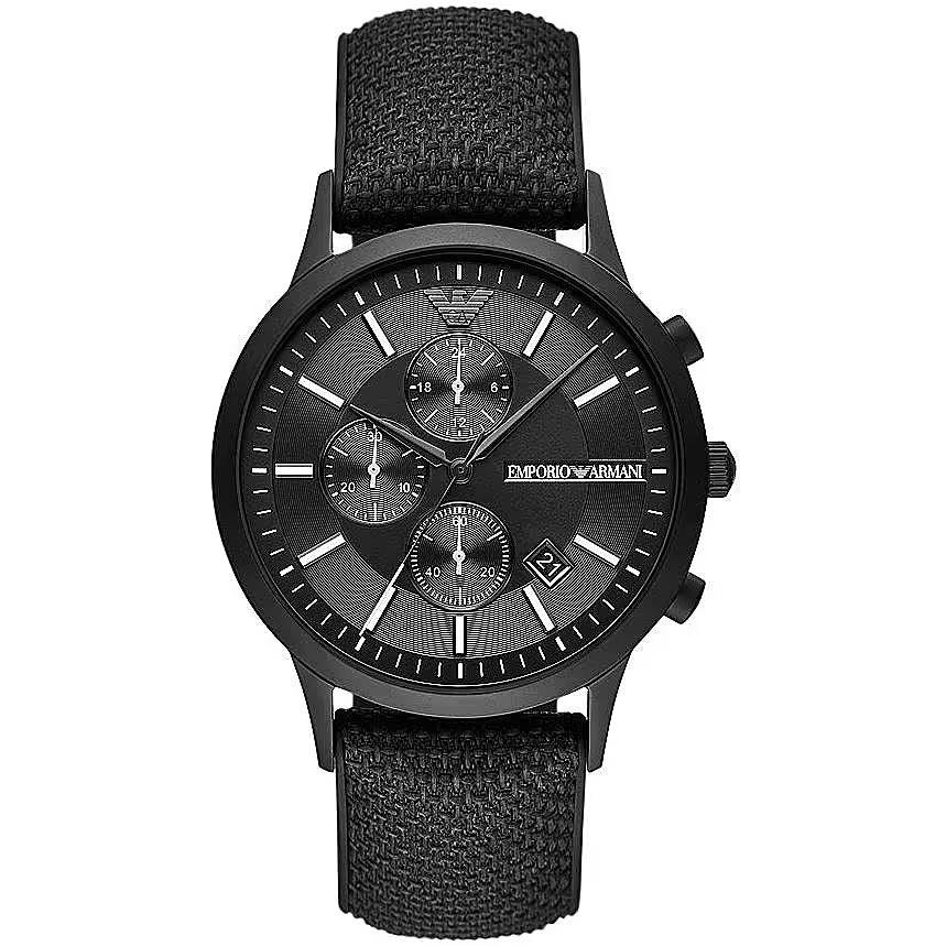 Emporio Armani Black Silicone and Steel Chronograph Watch - Ellie Belle