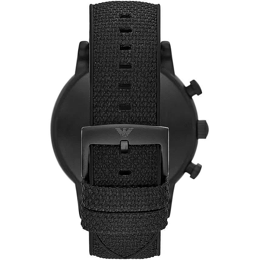 Emporio Armani Black Silicone and Steel Chronograph Watch - Ellie Belle