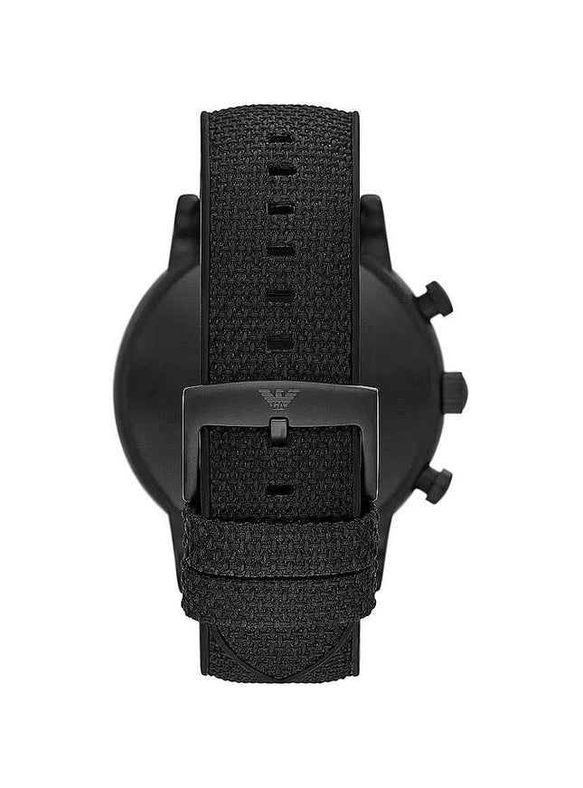 Emporio Armani Black Silicone and Steel Chronograph Watch - Ellie Belle