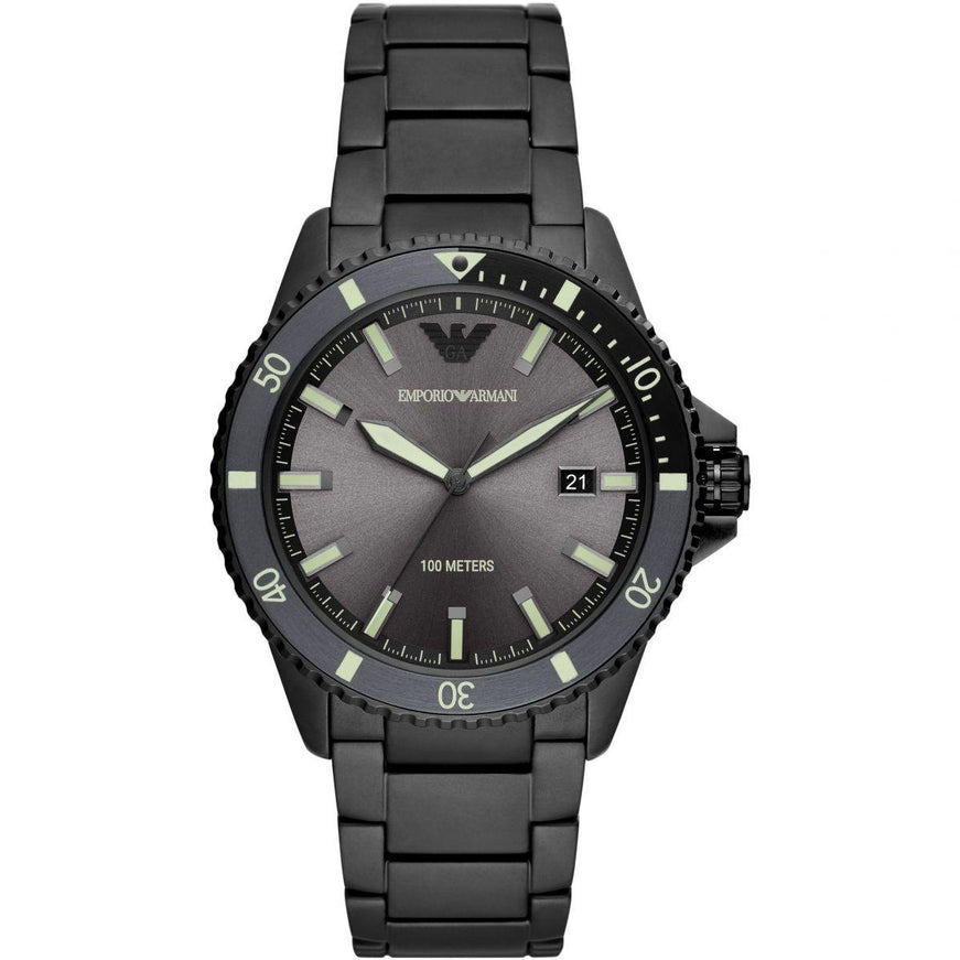 Emporio Armani Black Steel Quartz Watch - Ellie Belle