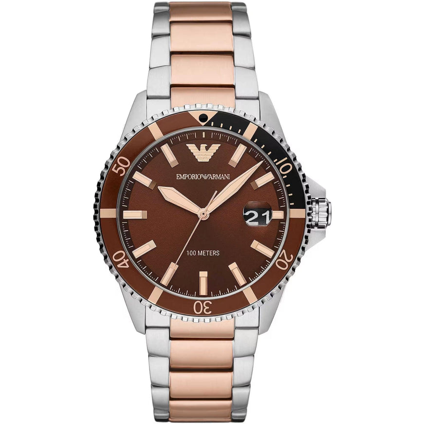 Emporio Armani Bronze and Brown Steel Quartz Watch - Ellie Belle