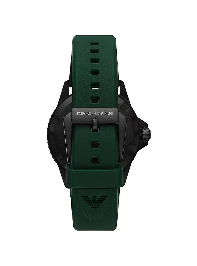 Emporio Armani Green Silicone and Steel Quartz Watch - Ellie Belle
