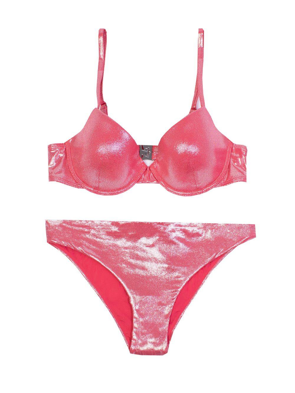 Emporio Armani Pink Lurex Underwire Triangle Bikini - Ellie Belle