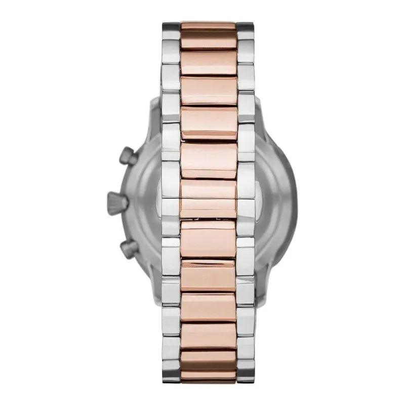 Emporio Armani Silver and Bronze Steel Chronograph Watch - Ellie Belle