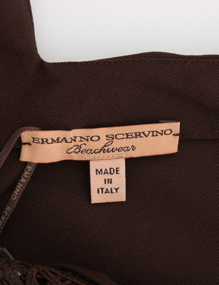 Ermanno Scervino Beachwear Brown Cotton Stretch Tunic Dress