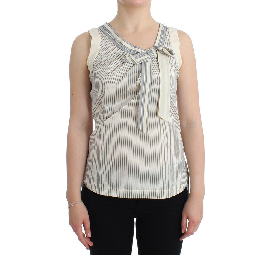 Ermanno Scervino Beachwear Striped Top Blouse Shirt Bow Tank