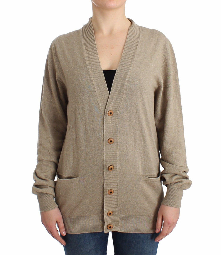 Ermanno Scervino Beige Cardigan Wool Cashmere Sweater Knit