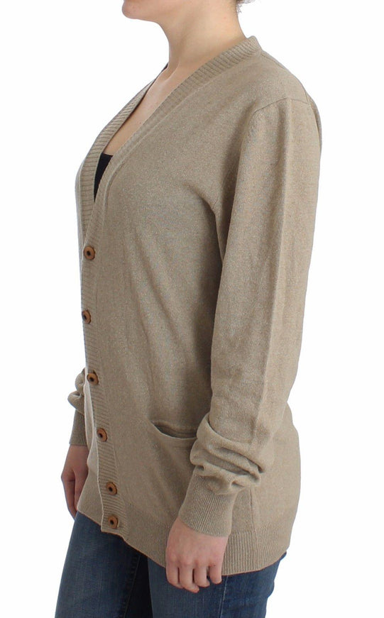 Ermanno Scervino Beige Cardigan Wool Cashmere Sweater Knit