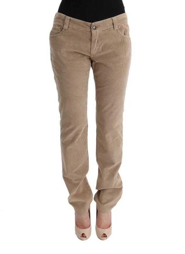 Ermanno Scervino Beige Cotton Velvet Regular Fit Pants