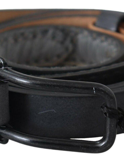 Ermanno Scervino Black Leather Fringes Logo Buckle Belt - Ellie Belle