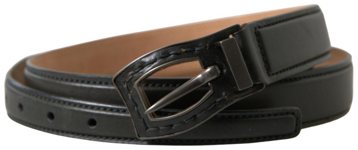 Ermanno Scervino Black Leather Metal Buckle Cintura Belt - Ellie Belle