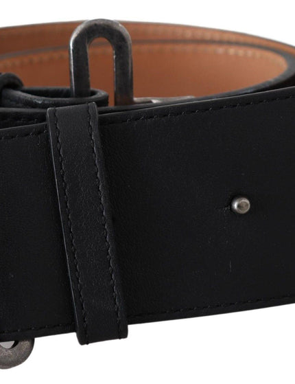 Ermanno Scervino Black Leather Vintage Military Buckle Waist Belt - Ellie Belle