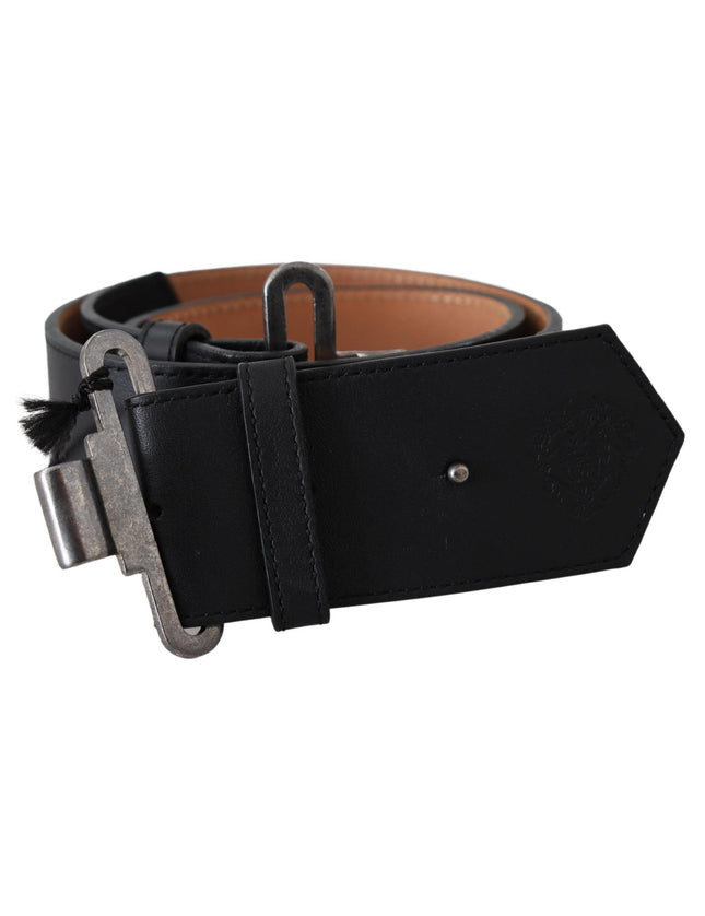 Ermanno Scervino Black Leather Vintage Military Buckle Waist Belt - Ellie Belle