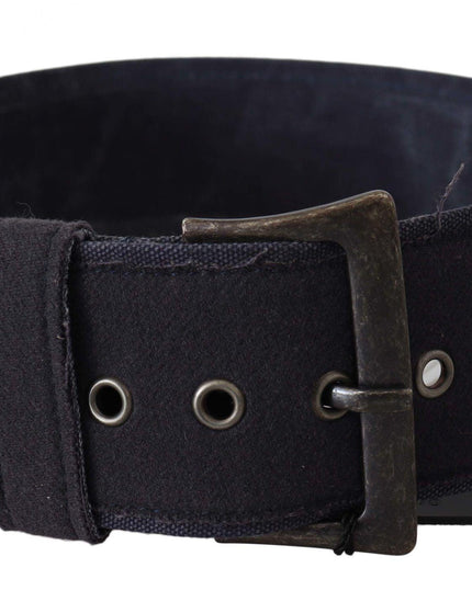 Ermanno Scervino Black Leather Wide Buckle Waist Luxury Belt - Ellie Belle