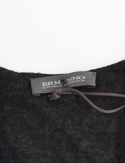 Ermanno Scervino Black Wool Blend Stretch Long Sleeve Sweater