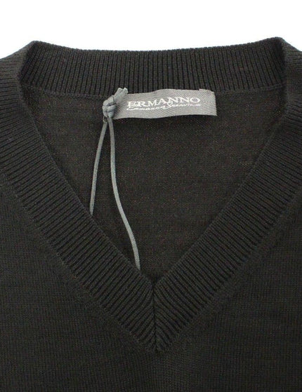 Ermanno Scervino Black Wool Blend V-neck Pullover Sweater - Ellie Belle