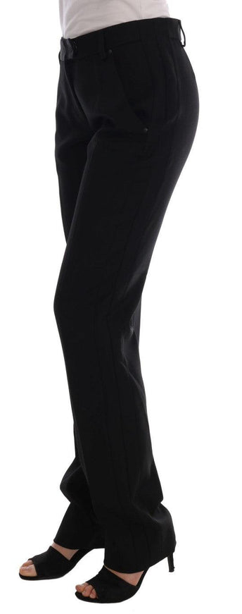 Ermanno Scervino Black Wool Straight Formal Pants