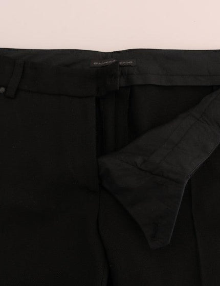 Ermanno Scervino Black Wool Straight Formal Pants - Ellie Belle