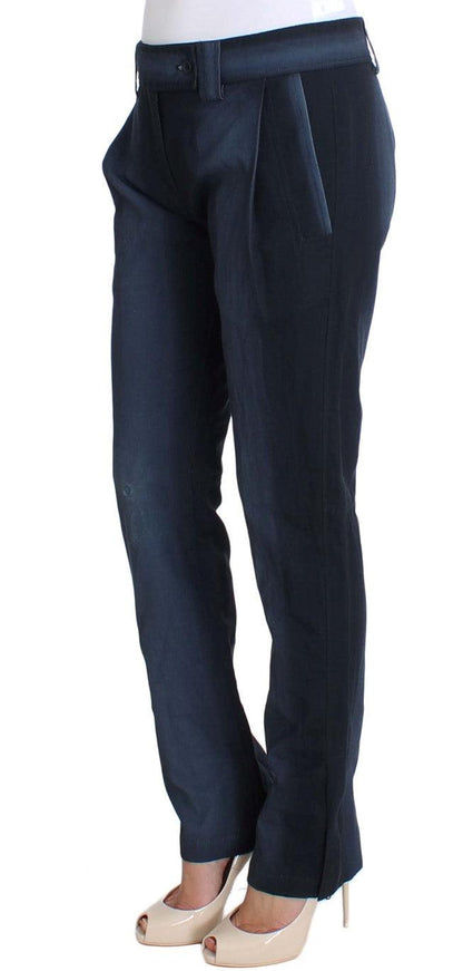 Ermanno Scervino Blue Cotton Dress Formal Pants