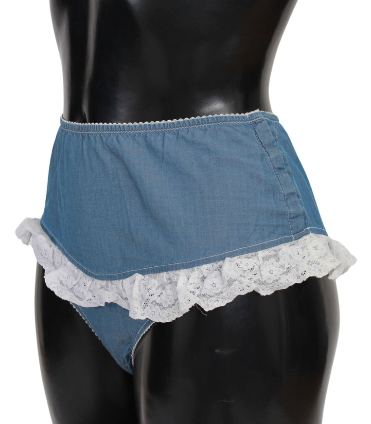 Ermanno Scervino Blue Cotton Lace Slip Denim Bottom Underwear