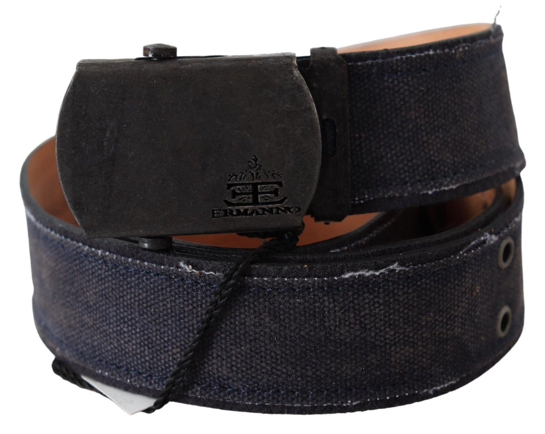 Ermanno Scervino Blue Leather Ratchet Buckle Belt - Ellie Belle