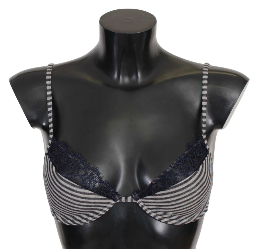 Ermanno Scervino Blue Stripes Lace Reggiseno Bra Underwear