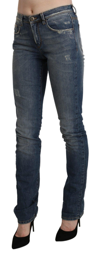 Ermanno Scervino Blue Washed Mid Waist Skinny Denim Jeans