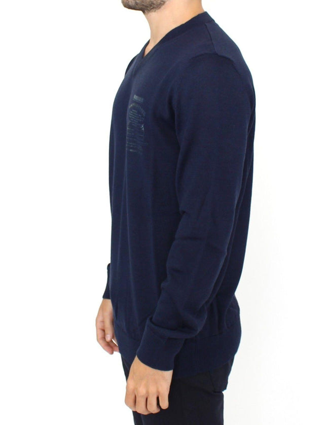 Ermanno Scervino Blue Wool Blend V-neck Pullover Sweater - Ellie Belle
