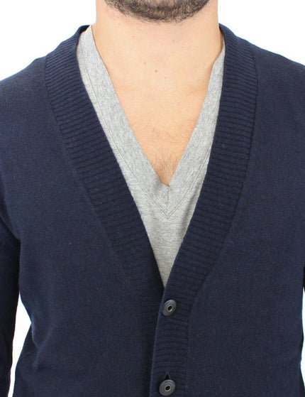 Ermanno Scervino Blue Wool Cashmere Cardigan Pullover Sweater - Ellie Belle